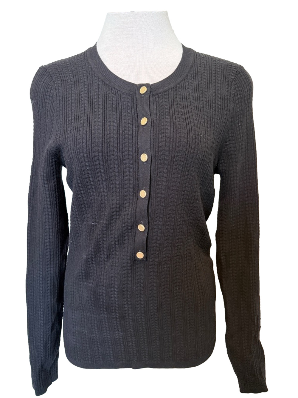 White House Black Market black button front sweater sz M